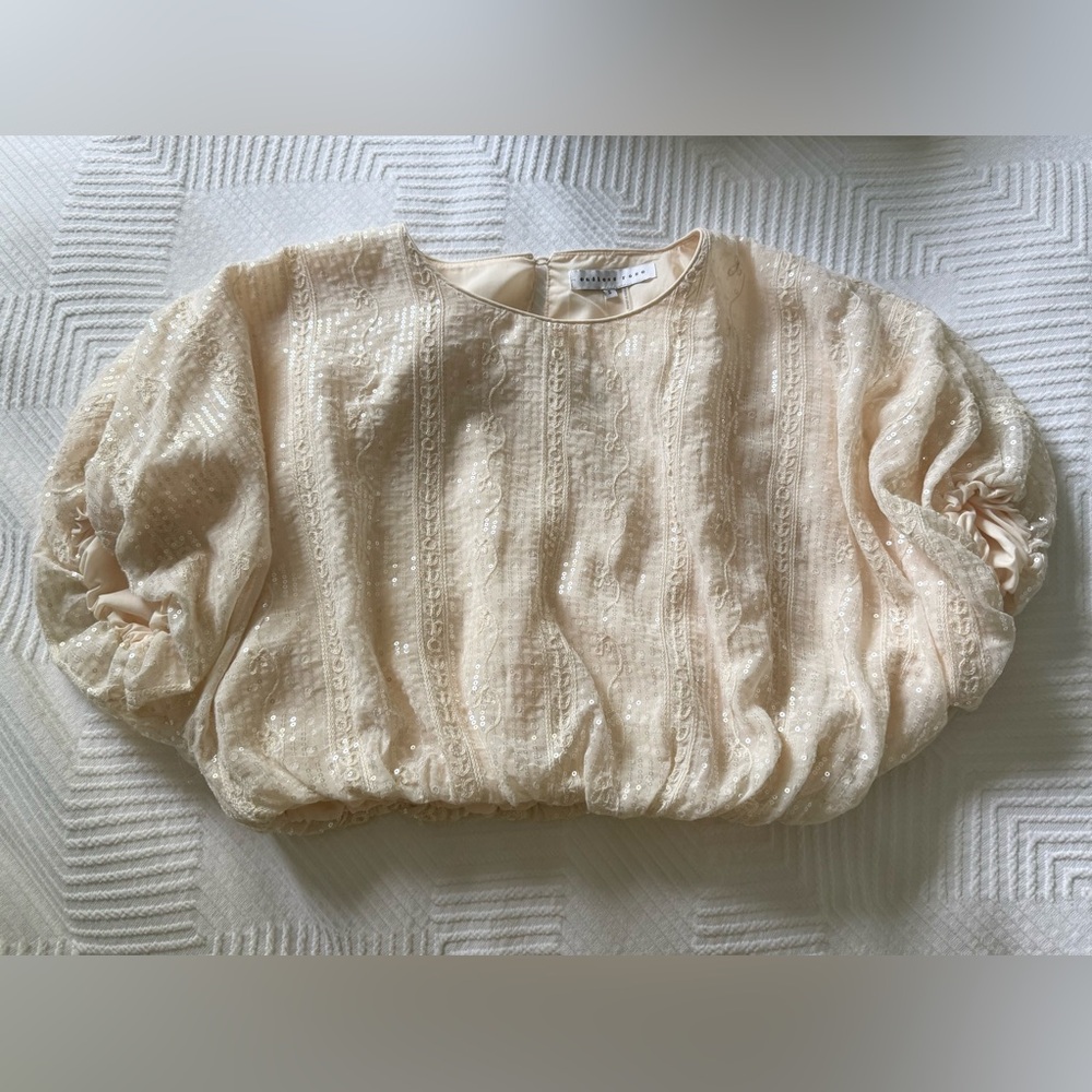 Anthropologie Endless Rose Cream Sequin Top